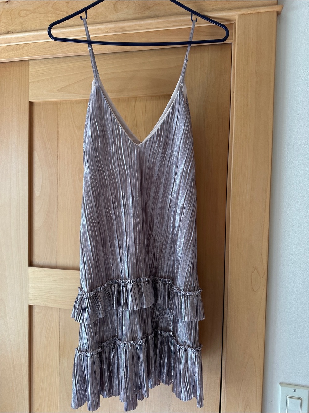Lost + Wander Silver Pleated Ruffle Mini Dress - Picture 2 of 2